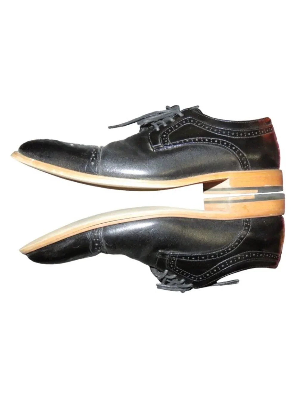 Stacey Adams Black Dickinson Leather Oxford Dress Shoes size 10.5 used but cared